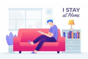 Man reading on couch illustration Free Vector